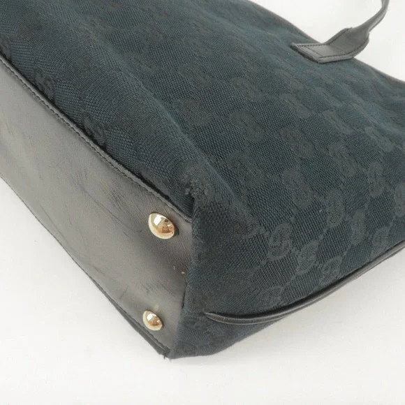 💎✨BEAUTIFUL✨💎 GUCCI Tote Bag Black GG Canvas Leather - Picture 12 of 16